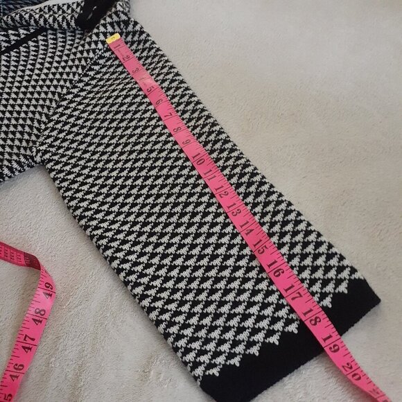 Sioni Women's Size Large Black & White Wool Blend Knit Artsy Cardigan Jacket - Picture 12 of 14